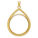 Load image into Gallery viewer, 10K Yellow Gold Teardrop 1 oz American Eagle Cat Krugerrand Coin Bezel Holder Pendant Prong Fits 32.7 mm Coins
