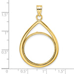 Load image into Gallery viewer, 10K Yellow Gold Diamond Cut Teardrop 1/4 oz American Eagle Panda 2 Rand US $5 Jamestown Coin Bezel Holder Pendant Prong Fits 22 mm Coins
