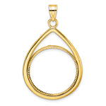 Load image into Gallery viewer, 10K Yellow Gold Diamond Cut Teardrop 1/4 oz American Eagle Panda 2 Rand US $5 Jamestown Coin Bezel Holder Pendant Prong Fits 22 mm Coins
