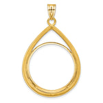 Charger l'image dans la galerie, 10K Yellow Gold Diamond Cut Teardrop 1/2 oz American Eagle Panda US $10 Dollar Liberty Indian Coin Bezel Holder Pendant Prong Fits 27 mm Coins
