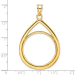 Charger l'image dans la galerie, 10K Yellow Gold Diamond Cut Teardrop 1/2 oz American Eagle Panda US $10 Dollar Liberty Indian Coin Bezel Holder Pendant Prong Fits 27 mm Coins
