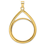 Charger l'image dans la galerie, 10K Yellow Gold Diamond Cut Teardrop 1 oz American Eagle Cat Krugerrand Coin Bezel Holder Pendant Prong Fits 32.7 mm Coins
