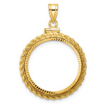 Load image into Gallery viewer, 14K Yellow Gold Diamond Cut Rope Edge 1/4 oz American Eagle Panda 2 Rand US $5 Jamestown Coin Bezel Holder Pendant Charm Screw Top Fits 22 mm Coins
