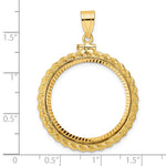 Load image into Gallery viewer, 14K Yellow Gold Diamond Cut Rope Edge 1/2 oz American Eagle Panda US $10 Dollar Liberty Indian Coin Bezel Holder Pendant Charm Screw Top Fits 27 mm Coins
