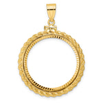 Load image into Gallery viewer, 14K Yellow Gold Diamond Cut Rope Edge 1/2 oz American Eagle Panda US $10 Dollar Liberty Indian Coin Bezel Holder Pendant Charm Screw Top Fits 27 mm Coins
