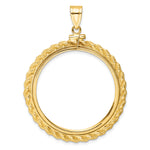 Ladda upp bild till gallerivisning, 14K Yellow Gold Diamond Cut Rope Edge 1 oz American Eagle Cat Krugerrand Coin Bezel Holder Pendant Charm Screw Top Fits 32.7 mm Coins
