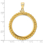 Ladda upp bild till gallerivisning, 14K Yellow Gold Diamond Cut Rope Edge 1 oz American Eagle Cat Krugerrand Coin Bezel Holder Pendant Charm Screw Top Fits 32.7 mm Coins
