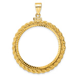 Ladda upp bild till gallerivisning, 14K Yellow Gold Diamond Cut Rope Edge 1 oz American Eagle Cat Krugerrand Coin Bezel Holder Pendant Charm Screw Top Fits 32.7 mm Coins
