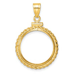 Ladda upp bild till gallerivisning, 14K Yellow Gold Rope Edge US Dime 1/10 oz Panda Cat Coin Bezel Holder Pendant Charm Screw Top Fits 18 mm Coins
