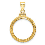 Ladda upp bild till gallerivisning, 14K Yellow Gold Rope Edge US Dime 1/10 oz Panda Cat Coin Bezel Holder Pendant Charm Screw Top Fits 18 mm Coins

