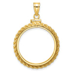 Ladda upp bild till gallerivisning, 14K Yellow Gold Rope Edge 1/4 oz American Eagle Panda 2 Rand US $5 Jamestown Coin Bezel Holder Pendant Charm Screw Top Fits 22 mm Coins
