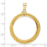 Load image into Gallery viewer, 14K Yellow Gold Rope Edge 1 oz American Eagle Cat Krugerrand Coin Bezel Holder Pendant Charm Screw Top Fits 32.7 mm Coins
