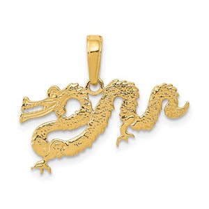 14k Yellow Gold Dragon Pendant Charm