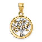 Indlæs billede til gallerivisning 14k Yellow White Gold Two Tone Tree of Life Circle Round Pendant Charm
