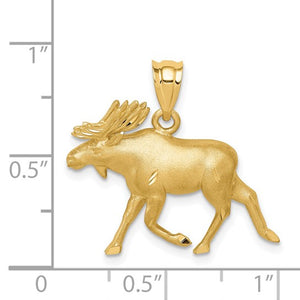14k Yellow Gold Moose Pendant Charm