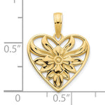 Indlæs billede til gallerivisning 14K Yellow Gold Fancy Floral Heart Pendant Charm
