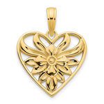 Cargar imagen en el visor de la galería, 14K Yellow Gold Fancy Floral Heart Pendant Charm
