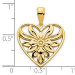 Lataa kuva Galleria-katseluun, 14K Yellow Gold Fancy Floral Heart Pendant Charm
