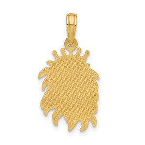 14k Yellow Gold Lion Head with Crown Pendant Charm