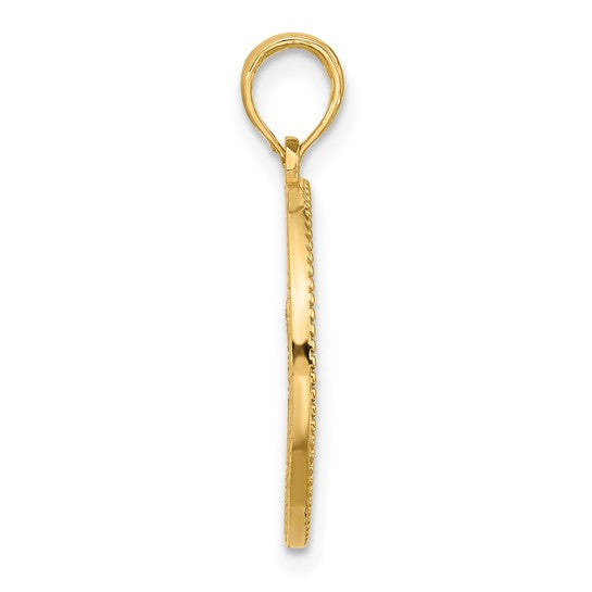 14k Yellow Gold Tree of Life Circle Round Pendant Charm