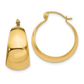 14K Yellow Gold Hoop Earrings 23mm x 10mm