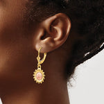 Cargar imagen en el visor de la galería, 14k Yellow Rose Gold Two Tone Sunflower Leverback Dangle Earrings
