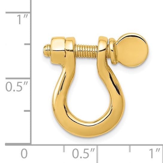 14k Yellow Gold Nautical Shackle Link Moveable Large 3D Pendant Charm