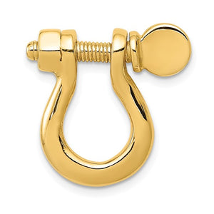 14k Yellow Gold Nautical Shackle Link Moveable Large 3D Pendant Charm