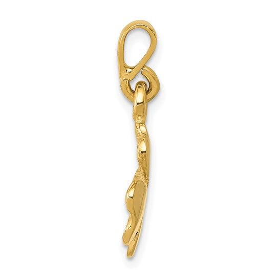 14k Yellow Gold Four Leaf Clover Good Luck Pendant Charm