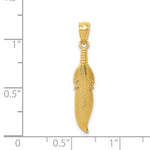 Load image into Gallery viewer, 14k Yellow Gold Feather Pendant Charm
