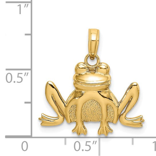 14k Yellow Gold Sitting Frog Pendant Charm