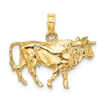 Lataa kuva Galleria-katseluun, 14k Yellow Gold 3D Bull Pendant Charm
