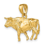 Indlæs billede til gallerivisning 14k Yellow Gold 3D Bull Pendant Charm
