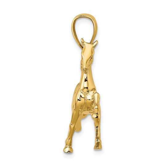 14k Yellow Gold Horse Pendant Charm 3D