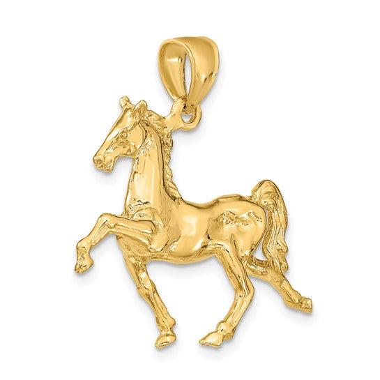 14k Yellow Gold Horse Pendant Charm 3D