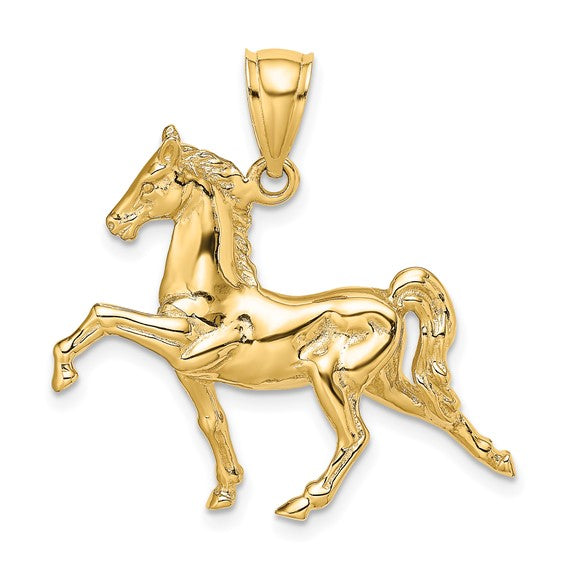 14k Yellow Gold Horse Pendant Charm 3D