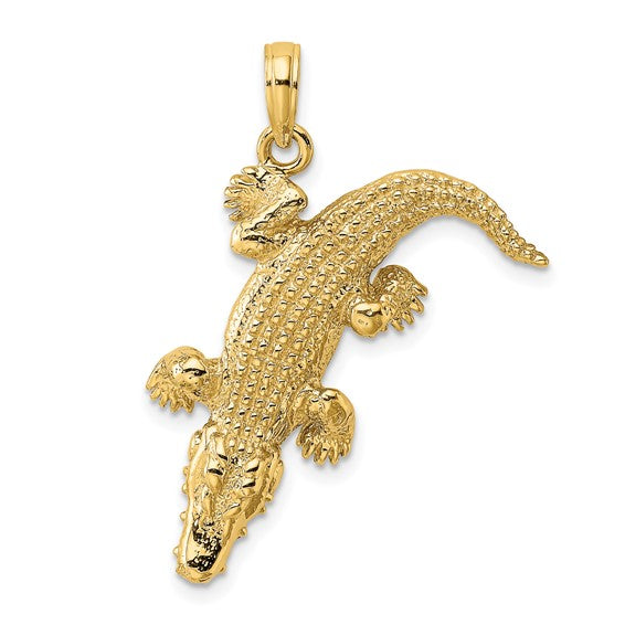 14k Yellow Gold Alligator Crocodile Moveable 3D Pendant Charm