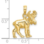 Ladda upp bild till gallerivisning, 14k Yellow Gold Moose 3D Textured Pendant Charm
