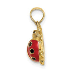 Indlæs billede til gallerivisning 14K Yellow Gold Red and Black Enamel Ladybug Pendant Charm

