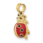 Indlæs billede til gallerivisning 14K Yellow Gold Red and Black Enamel Ladybug Pendant Charm
