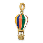 Load image into Gallery viewer, Colorful hot air balloon pendant with gold trim on a white background
