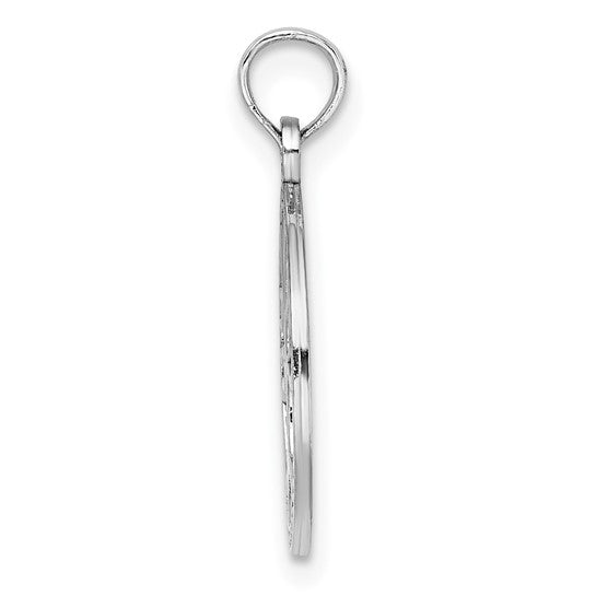 14k White Gold Tree of Life Circle Round Pendant Charm