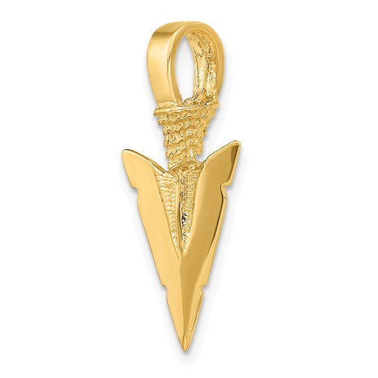 14k Yellow Gold Arrowhead 3D Pendant Charm