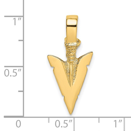 14k Yellow Gold Arrowhead 3D Pendant Charm