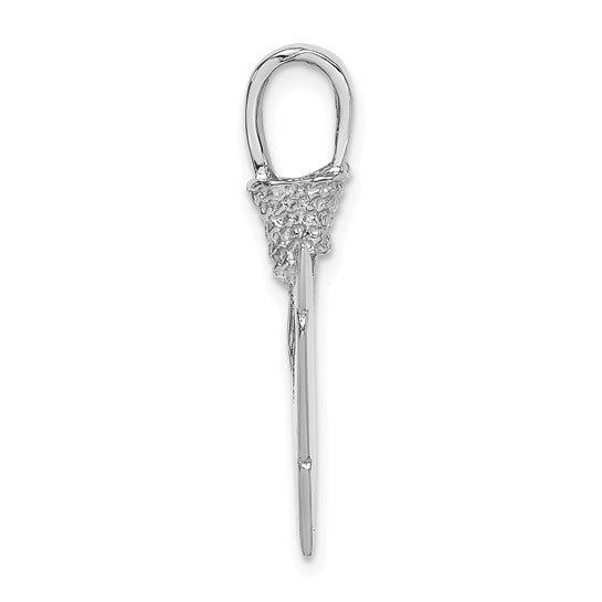 14k White Gold Arrowhead 3D Pendant Charm