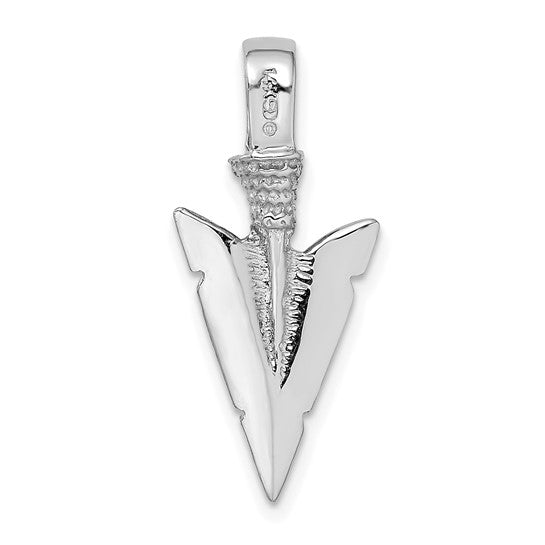 14k White Gold Arrowhead 3D Pendant Charm