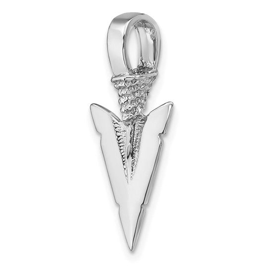 14k White Gold Arrowhead 3D Pendant Charm
