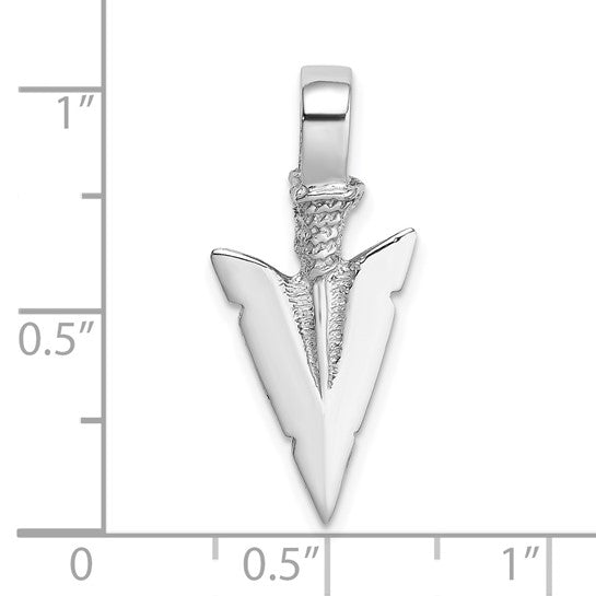 14k White Gold Arrowhead 3D Pendant Charm