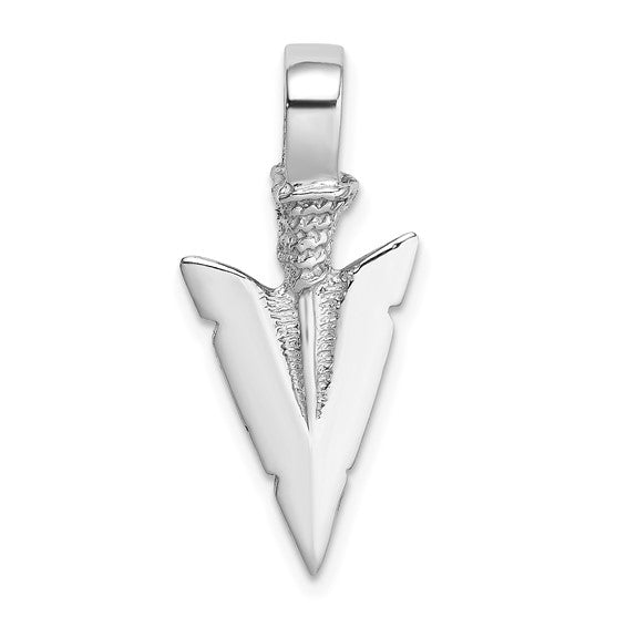14k White Gold Arrowhead 3D Pendant Charm