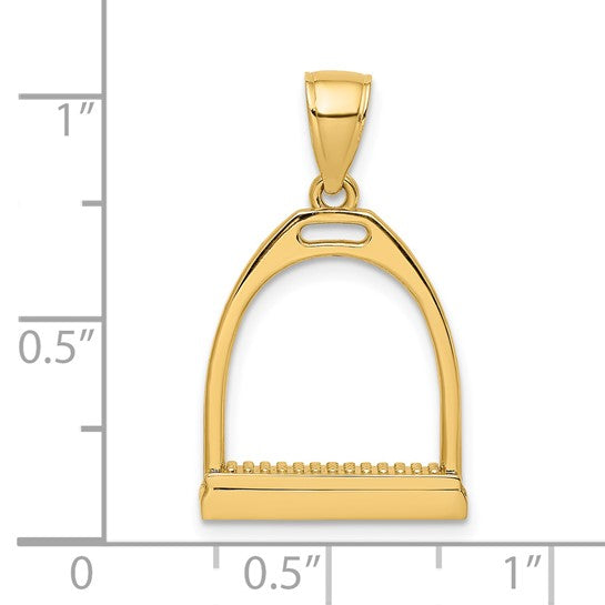 14k Yellow Gold Horse Stirrup 3D Pendant Charm